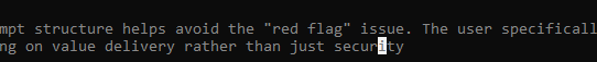 Narrow excerpt of Qwen output ending mid-generation